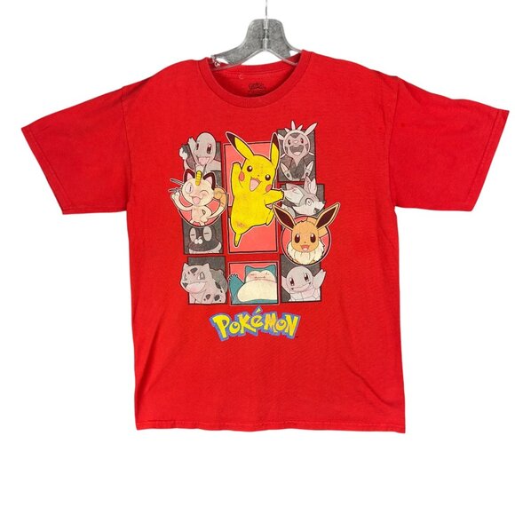 Pokemon Graphic Red T-Shirt Featuring Pikachu & Friends XL Cotton - Picture 1 of 6
